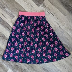 Pleated Floral Midi Skirt
